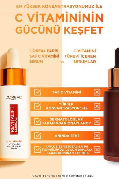 Revitalift Clinical %12 Saf C Vitamini Aydınlatıcı, Ton Eşitleyici, Gözenek Karşıtı Serum 30 ml