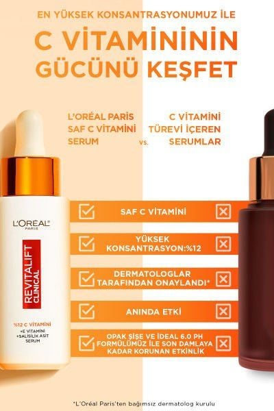Revitalift Clinical %12 Saf C Vitamini Aydınlatıcı, Ton Eşitleyici, Gözenek Karşıtı Serum 30 ml