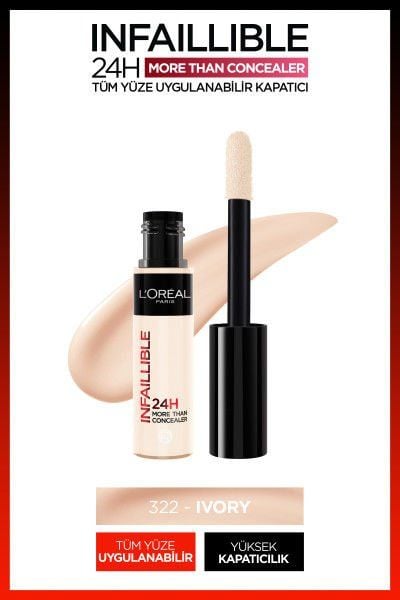 L'Oréal Paris Infaillible 24H Tüm Yüze Uygulanabilir Kapatıcı - 322 Ivory