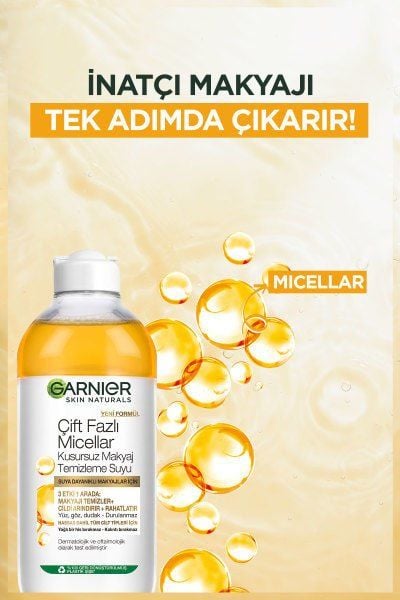 Garnier Çift Fazlı Micellar Kusursuz Makyaj Temizleme Suyu 400 ML