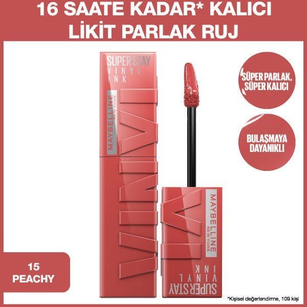 Maybelline New York Vinyl Ink Ruj Peachy No: 15