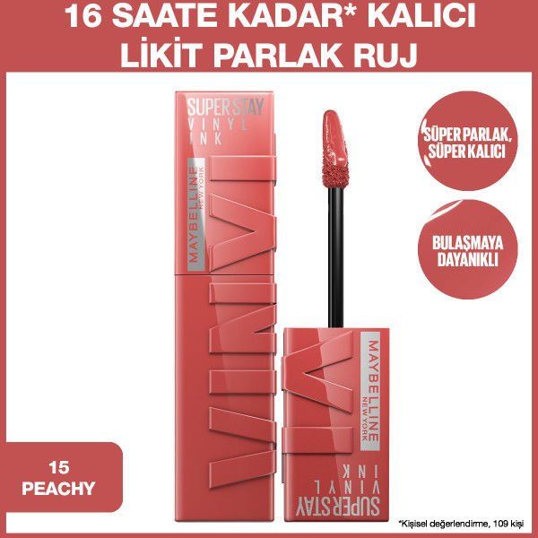 Maybelline New York Vinyl Ink Ruj Peachy No: 15