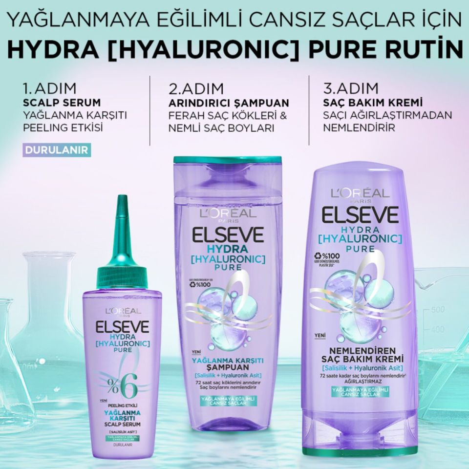 L'Oréal Paris Elseve Hydra Pure Yağlanma Karşıtı Arındırıcı Şampuan 300ml
