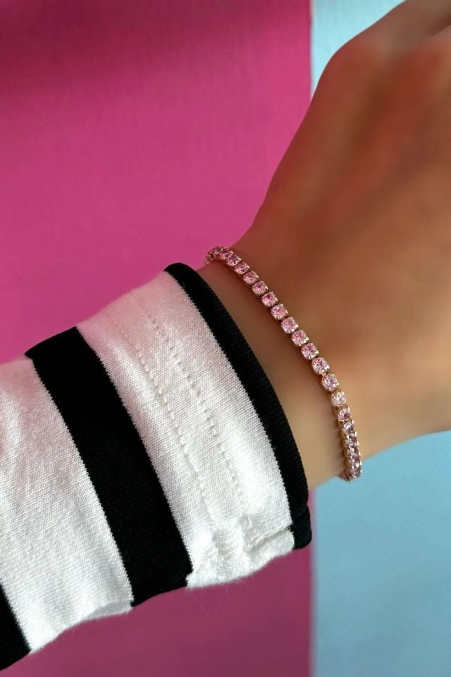 ALTIN RENK PEMBE TAŞLI SU YOLU BİLEKLİK