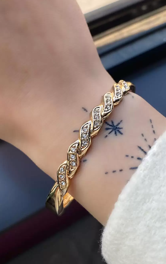 ROSE GOLD RENK TAŞLI ÇELİK KELEPÇE BİLEKLİK