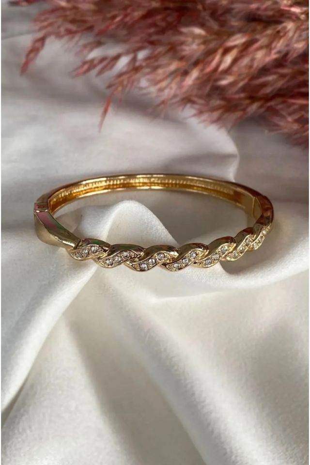 ROSE GOLD RENK TAŞLI ÇELİK KELEPÇE BİLEKLİK