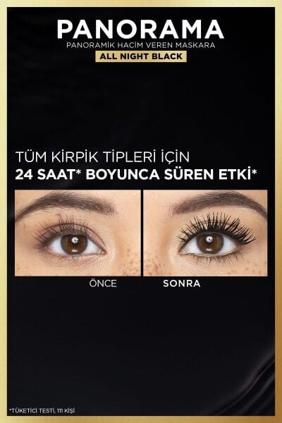 L'Oréal Paris Panorama Hacim Veren Maskara All Night Black - Siyah