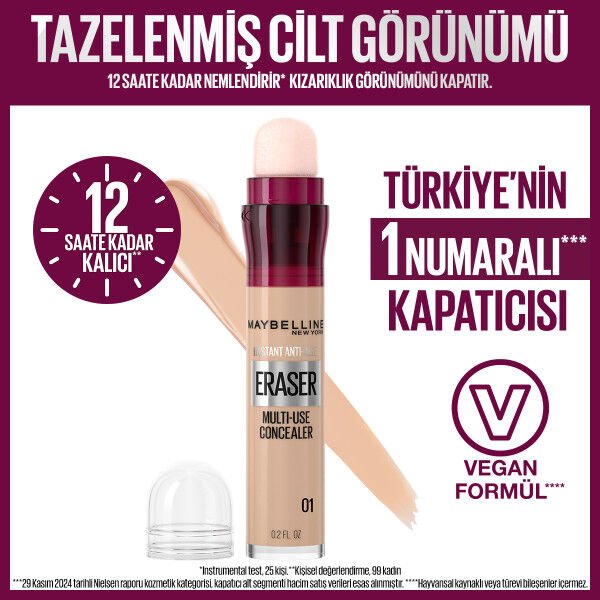 Maybelline New York Anında Yaşlanma Karşıtı Silgi Kapatıcı - 01 Light