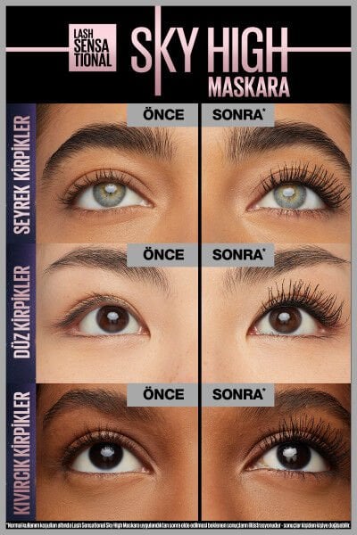 Maybelline New York Kirpik Sansasyonel Gökyüzü Yüksek Suya Dayanıklı Su Geçirmez Maskara