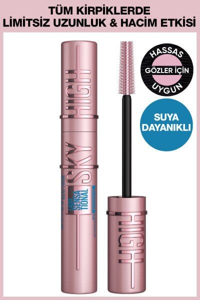 Maybelline New York Kirpik Sansasyonel Gökyüzü Yüksek Suya Dayanıklı Su Geçirmez Maskara