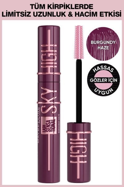 Maybelline New York Kirpik Sansasyonel Gökyüzü Yüksek Bordo Puslu Maskara