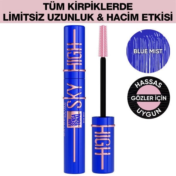 Maybelline New York Kirpik Sansasyonel Gökyüzü Yüksek Mavi Sis Maskara
