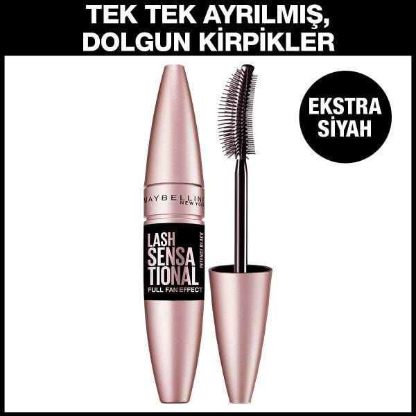 Maybelline New York Kirpik Sansasyonel Yelpaze Etkili Yoğun Siyah Maskara - Ekstra Siyah