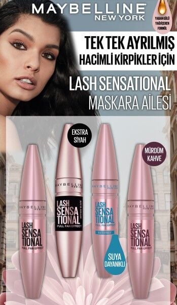Maybelline New York Kirpik Sansasyonel Yelpaze Etkili Yoğun Siyah Maskara - Ekstra Siyah